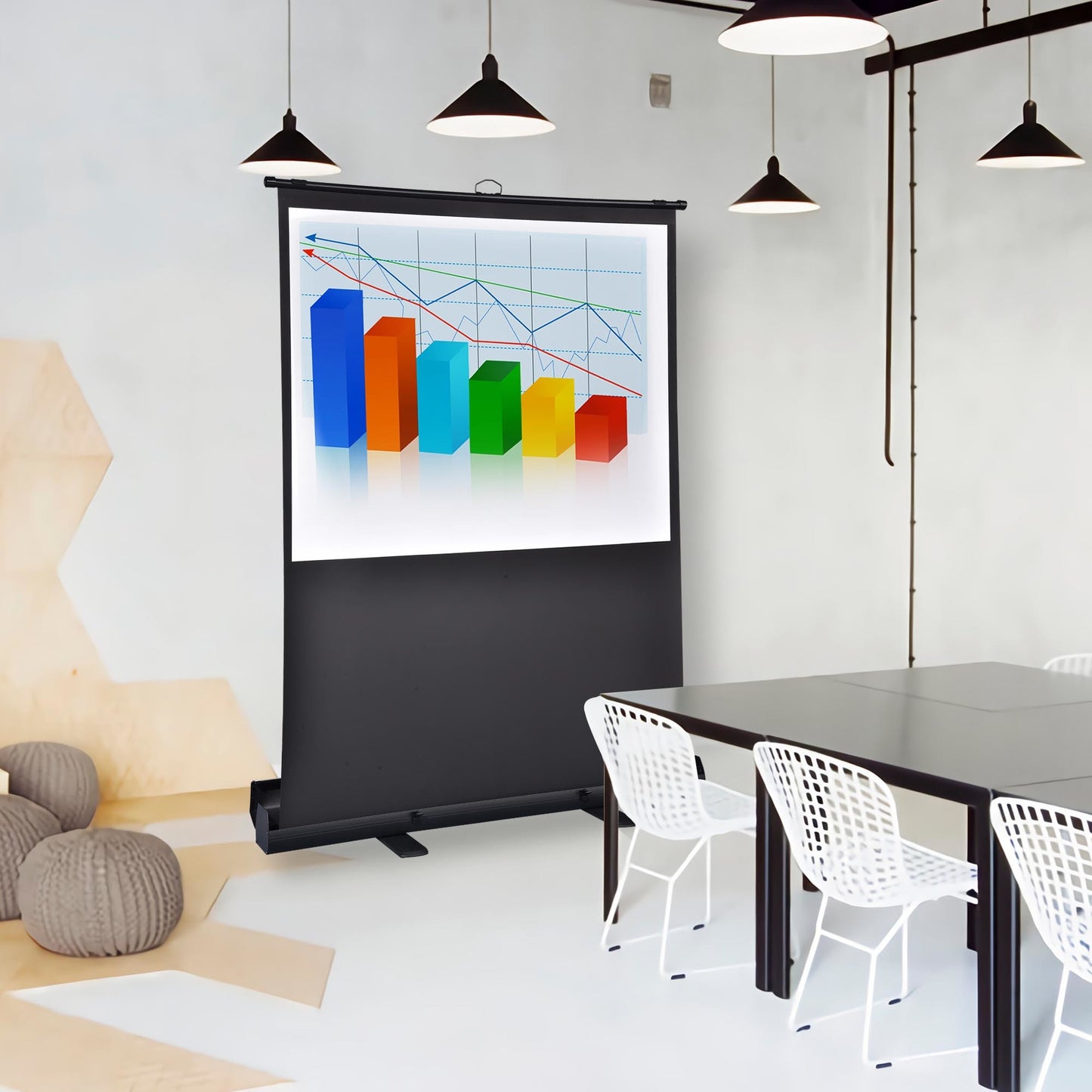 60in Diagonal 4:3 Pull-up Projection Screen 48x36in Floor Stand