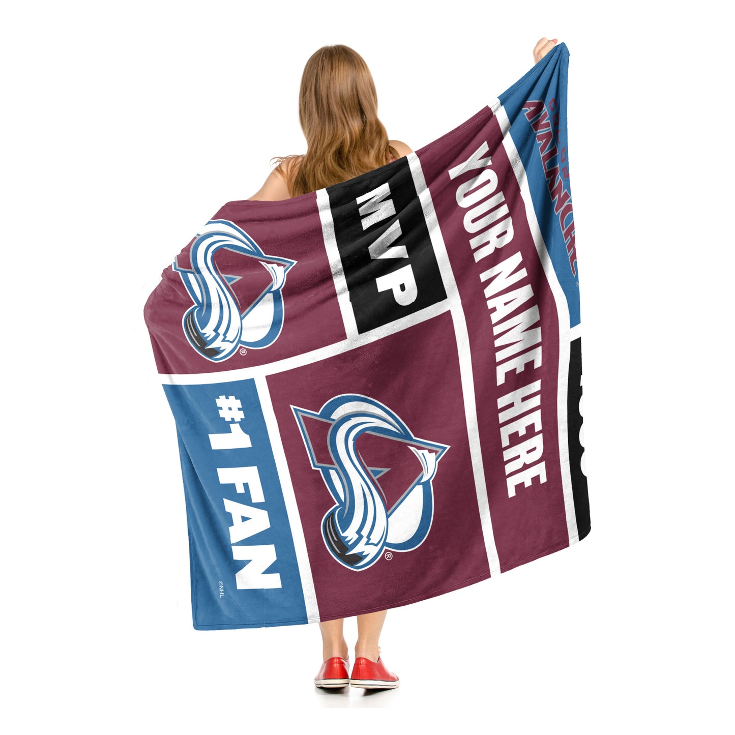 [Personalization Only] OFFICIAL NHL Colorblock Personalized Silk Touch Throw Blanket - Colorado Avalanche