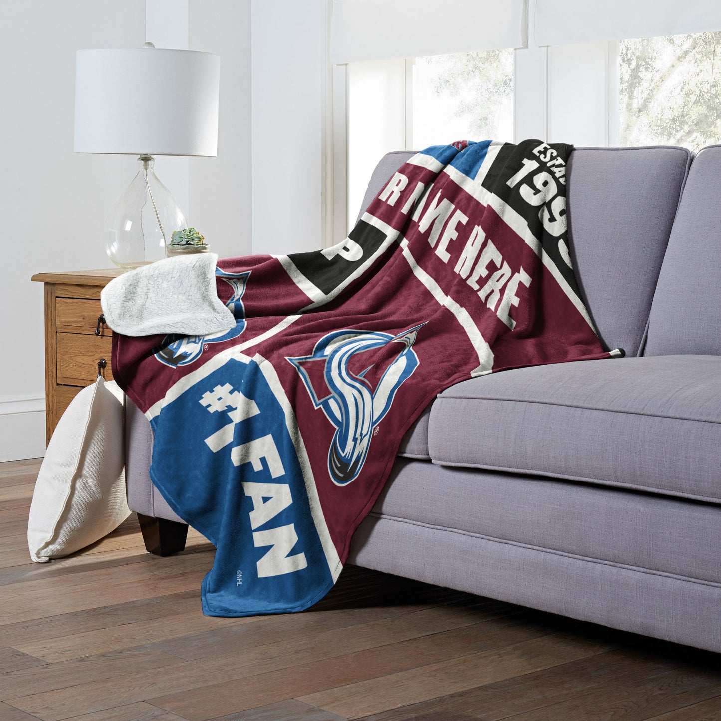 [Personalization Only] OFFICIAL NHL Colorblock Personalized Silk Touch Sherpa Throw Blanket - Colorado Avalanche