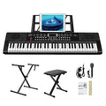 GEP-203 61 Key Keyboard with Piano Stand, Piano Bench, Built In Speakers, Headphone, Microphone, Music Rest, LED Screen, 3 Teaching Modes for Beginners