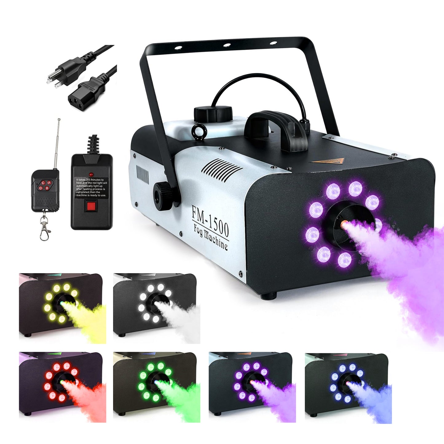 5 Core Fog Machine 1500W Smoke Machine 6000CFM Liquid Low Lying Indoor Outdoor Oil Based 2.5L Fog Maker w LED Lights Fogger for Halloween Wedding Party Christmas Stage Effect Gender Reveal FOG 1500