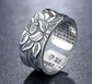 Thai Silver Black Lotus Heart Sutra Ring