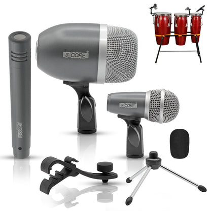 5 Core Conga Mic Snare Tom Cardioid Dynamic Microphone for Drummer Precision Instrument Sound Pickup - CONGO 2 GREY & CONGO 3 GREY