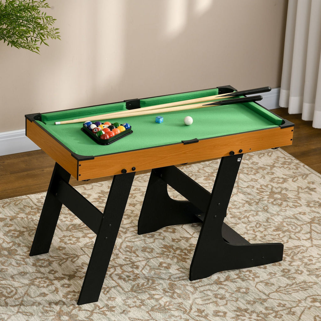 38" Foldable Billiards Tabletop Game, Pool Table Set, Fun for the Whole Family with Easy Folding for Storage, Balls, Cues, Chalk, Brush for Game Room, Man Cave Core Sports & Fitness