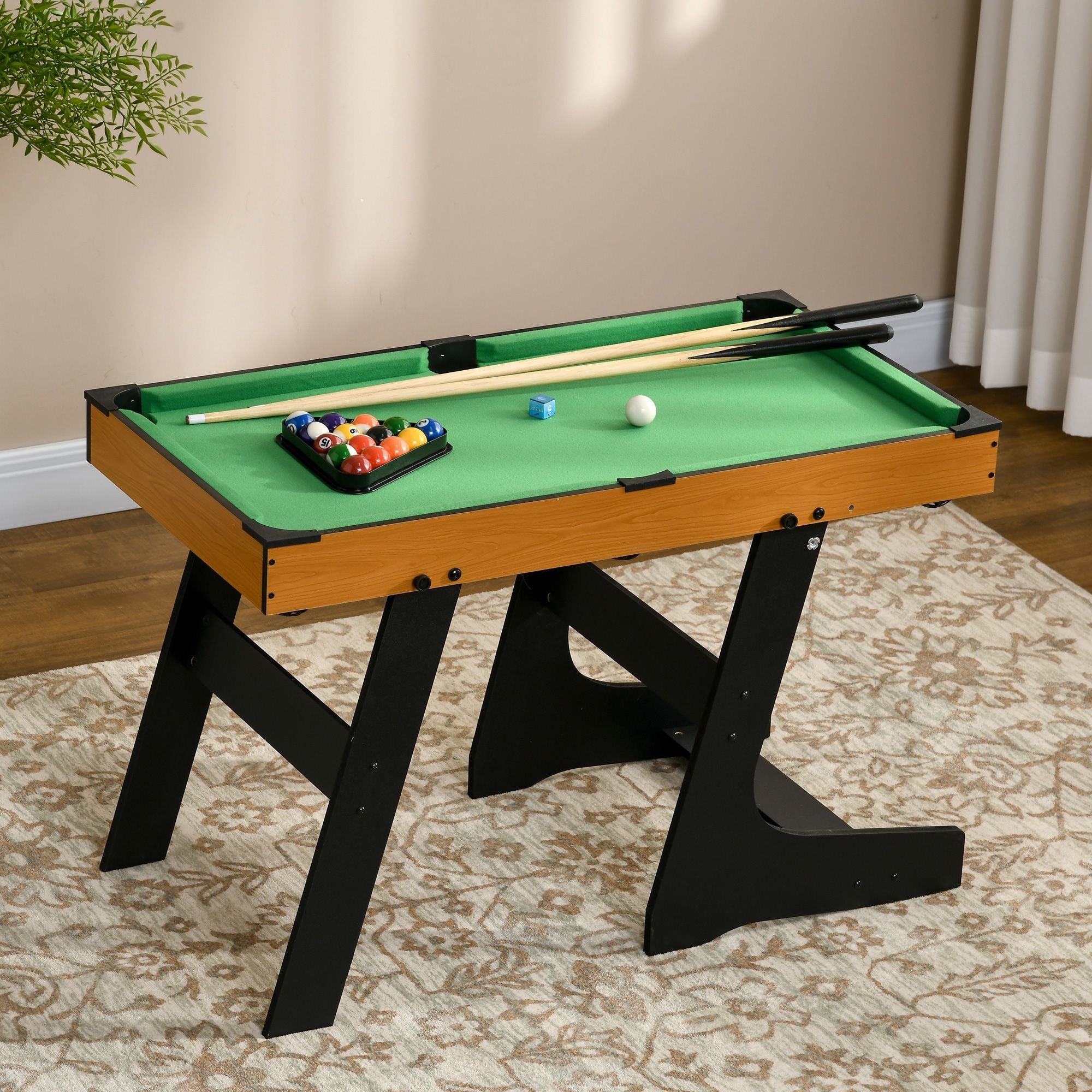 38" Foldable Billiards Tabletop Game, Pool Table Set, Fun for the Whole Family with Easy Folding for Storage, Balls, Cues, Chalk, Brush for Game Room, Man Cave Core Sports & Fitness