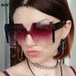 Oversized Square Rimless Sunglasses Women 2023 Luxury Brand Designer Fashion One Piece Sunglass Ladies Gradient Shades Eyewear