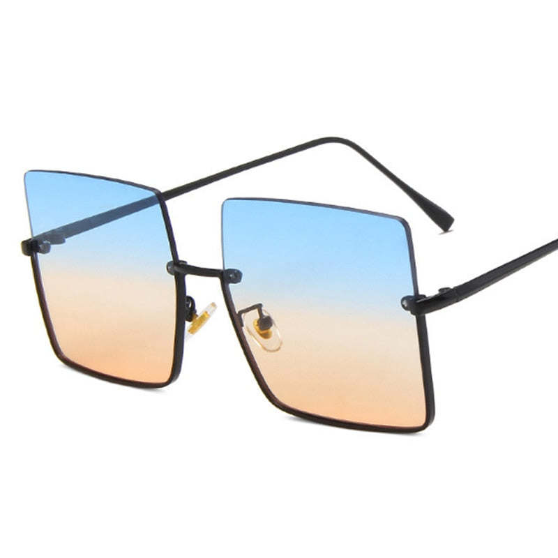 Designer Square Sunglasses Woman Fashion Luxury Oversized Sun Glasses Female Vintage Retro Big Frame Metal Oculos De Sol