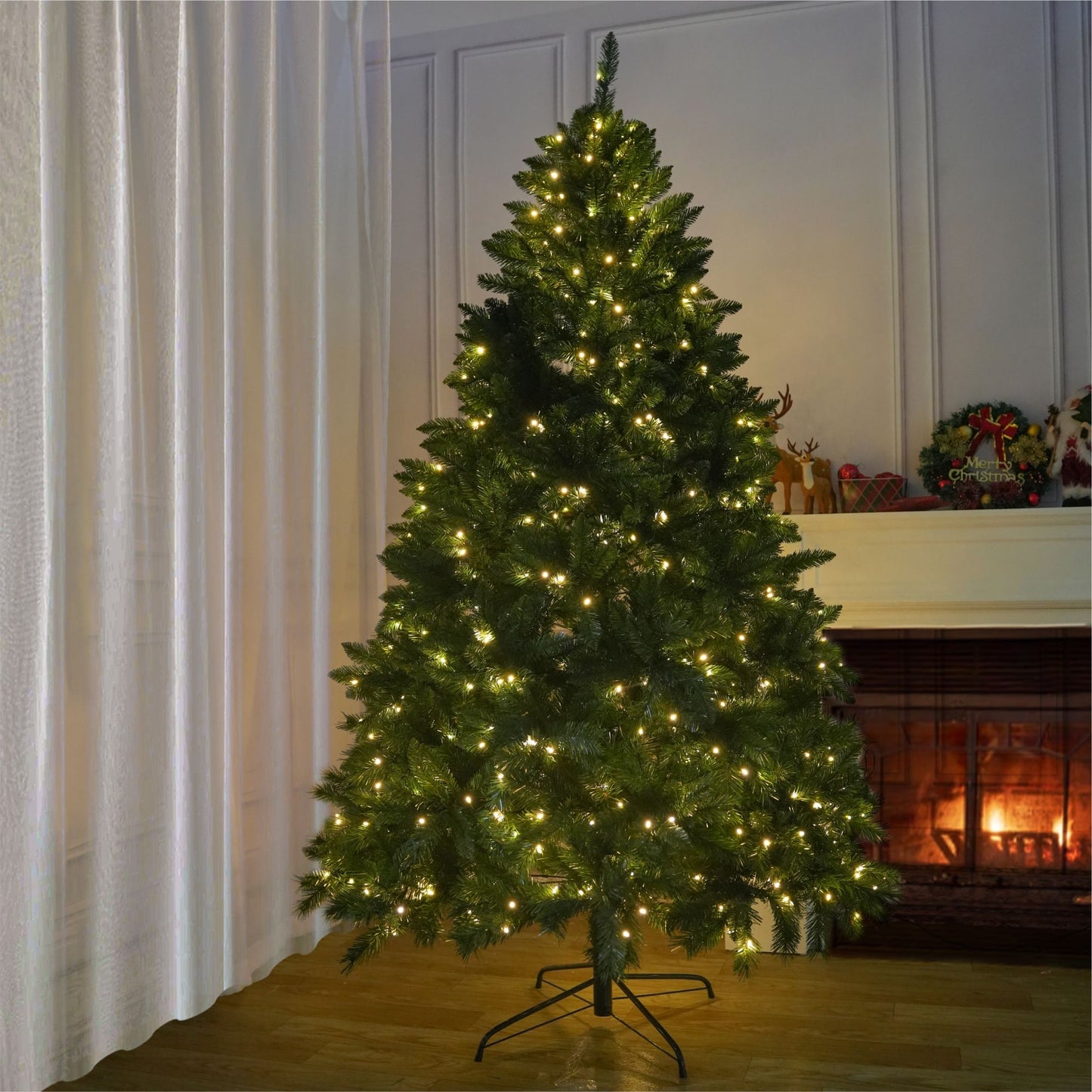 6FT Classic Style Christmas Tree with 450 Warm White LED Lights and 8 Functions