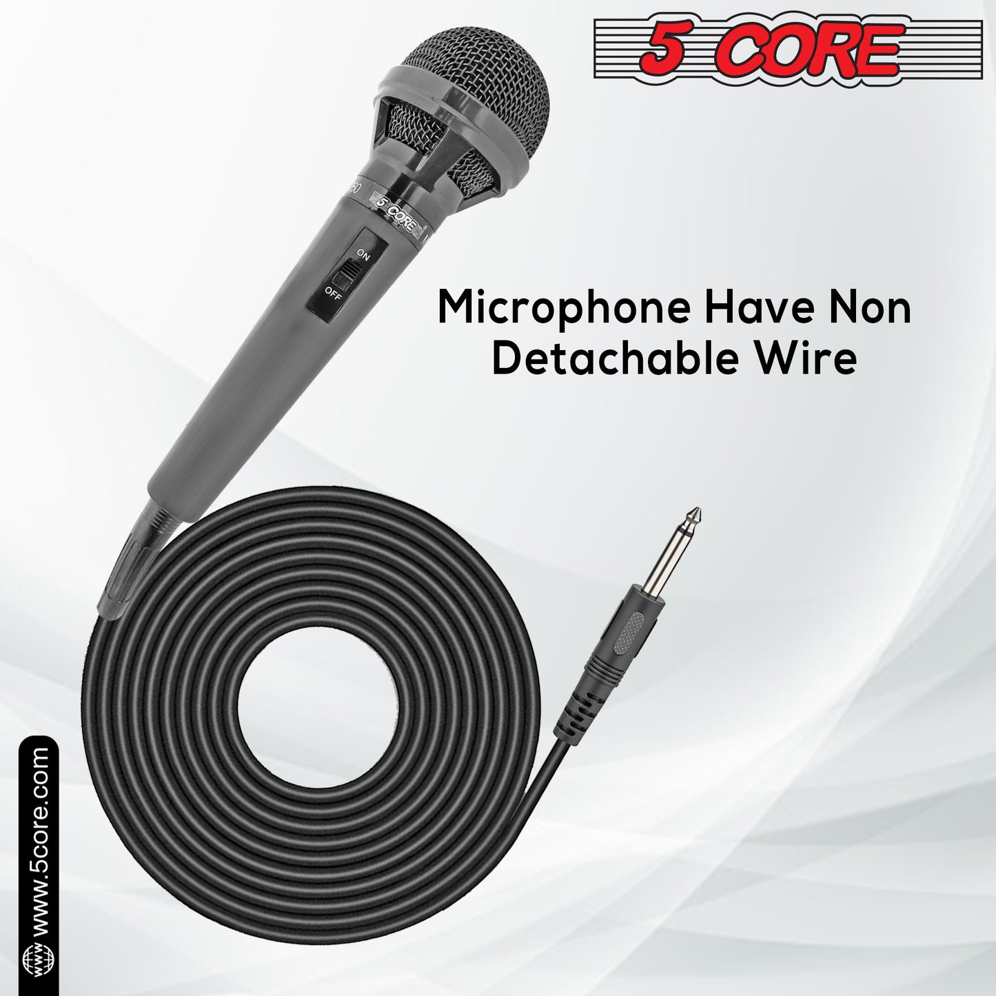 5 CORE Premium Vocal Dynamic Cardioid Handheld Microphone Neodymium Magnet Unidirectional Mic with 12ft XLR Deluxe Cable to ¼ Audio Jack, and On/Off Switch for Karaoke Singing (MIC 260)