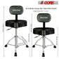 5 Core Drum Throne with Backrest Black Thick Padded Saddle Drum Seat Comfortable Motorcycle Style Drum Chair Stool Air Adjustable Double Braced Tripod Legs for Drummers - DS CH BLK Rest LVR