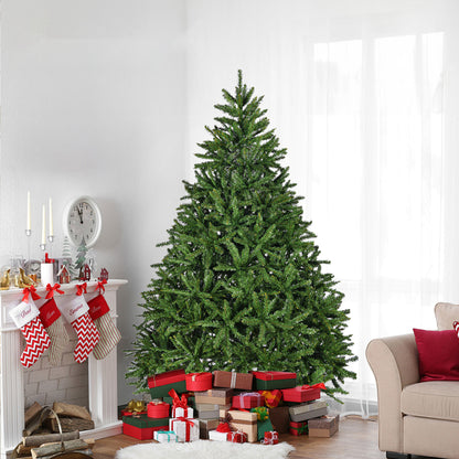 7ft Artificial Christmas Tree, Premium Unlit Hinged Spruce Full Tree with 2231 Branch Tips, Metal Stand