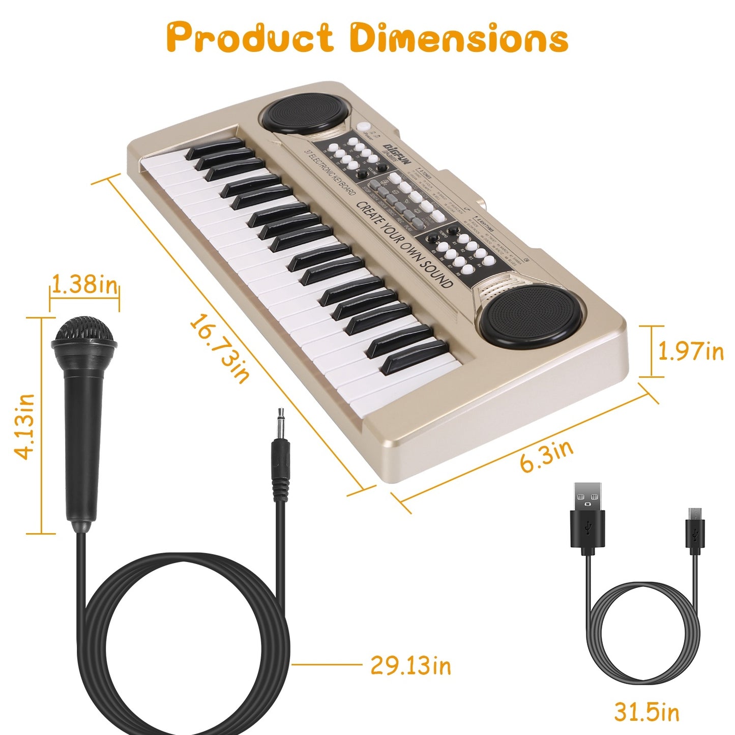 37 Keys Digital Music Electronic Keyboard Electric Piano Musical Instrument Kids Learning Keyboard with Microphone for 3-10 Year Old Kids Girls Boys