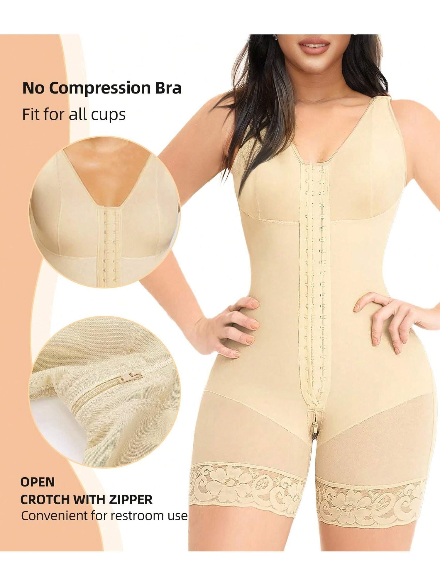 Fasjrixa Fajas Colombianas Full Body Shaper with Zipper Cnasti Strings and Thangs