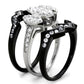 TK1869 - Two-Tone IP Black (Ion Plating) Stainless Steel Ring with AAA Grade CZ in Clear