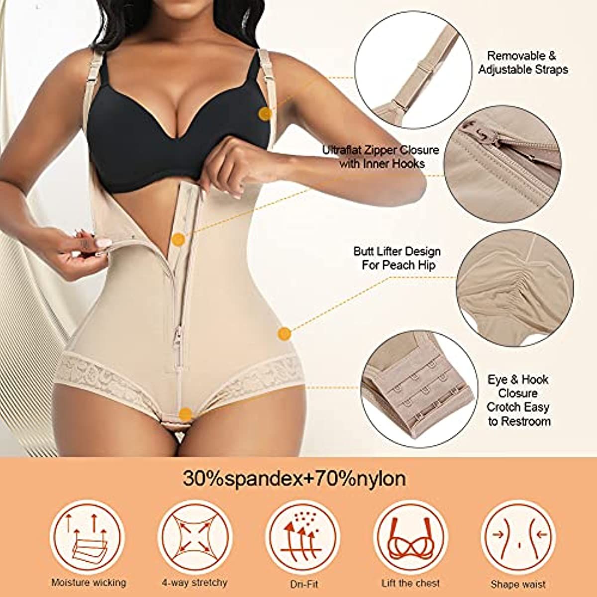 Shapewear for Women Seamless Firm Triple Control Faja Plus Size Thigh Slimmer Tummy Control Body Shaper Cnasti Strings and Thangs
