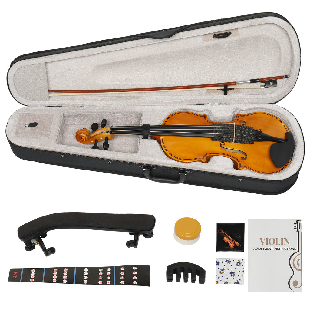 Full Size 4/4 Violin Set for Adults Beginners Students with Hard Case,Violin Bow,Shoulder Rest,Rosin,Extra Strings and Sordine