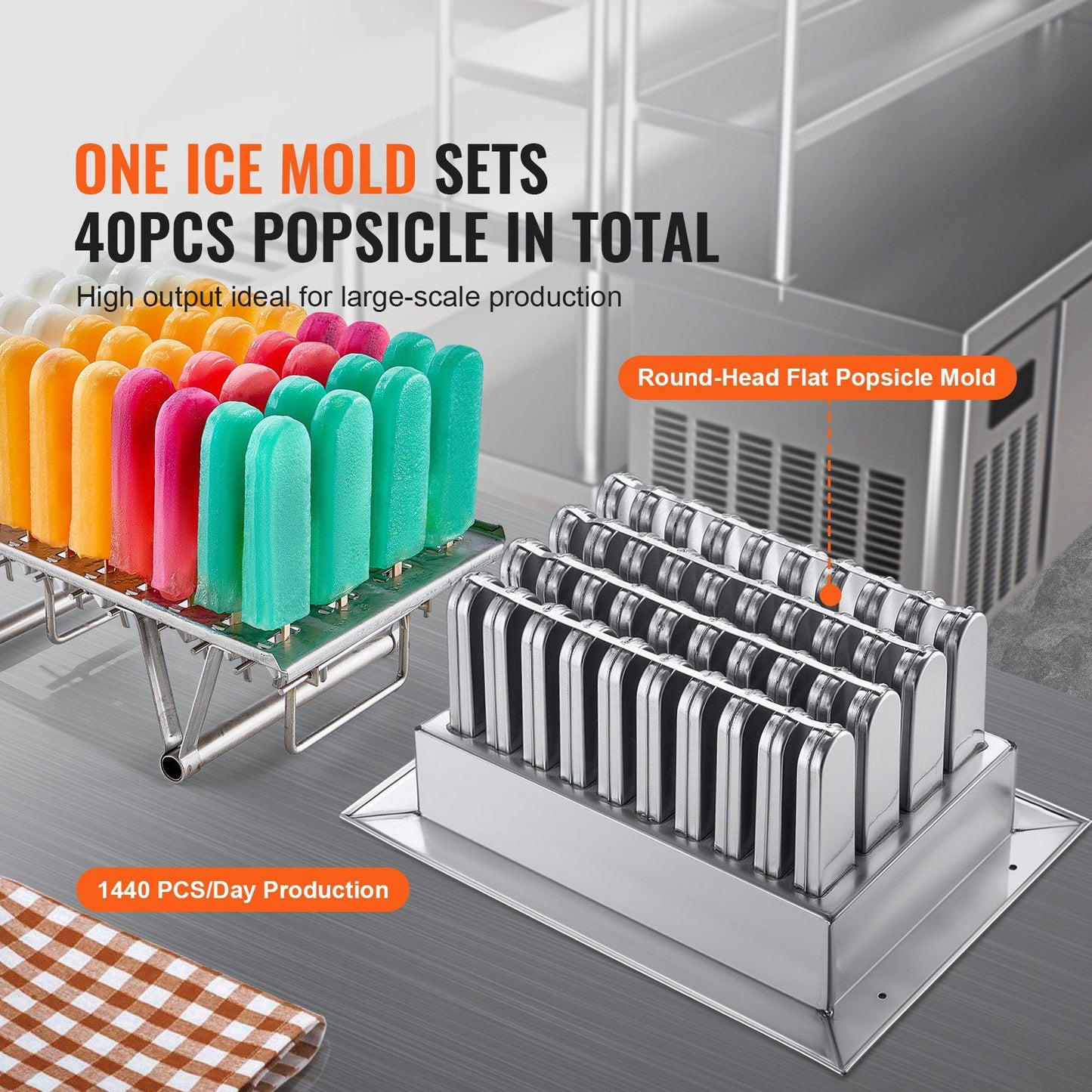 VEVOR Commercial Popsicle Machine Single Mold Set - 40 PCS Ice Pops Lolly Maker