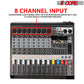 5 Core Audio Mixer 8 Channel DJ Controller Professional Sound Board Bluetooth USB 48V - MX 8 CH L