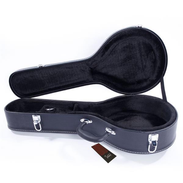 Glarry Hardshell A-Style Microgroove Pattern Leather Wood Mandolin Case Black