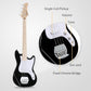 Glarry 4 String 30in Short Scale Thin Body GB Electric Bass Guitar with Bag Strap Connector Wrench Tool Black