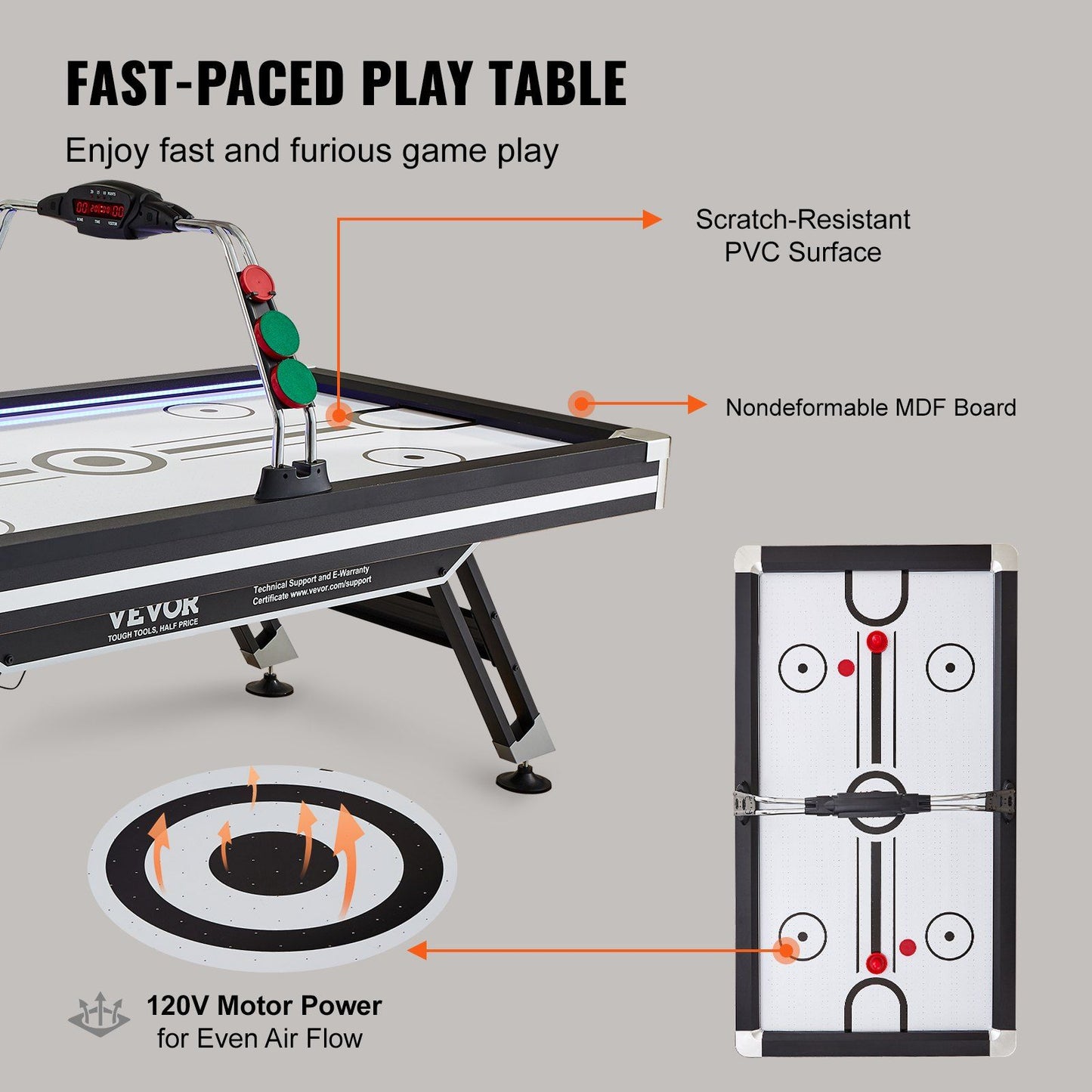 VEVOR Air-Powered Hockey Table, 89" Indoor Hockey Table