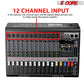 5 Core Audio Mixer 12 Channel DJ Equipment Digital Sound Board Karaoke XLR Mixers Professional Bluetooth USB Interface w Effects for Recording Music Studio PC Podcast Instrument Consola DJ - MX 12CH L