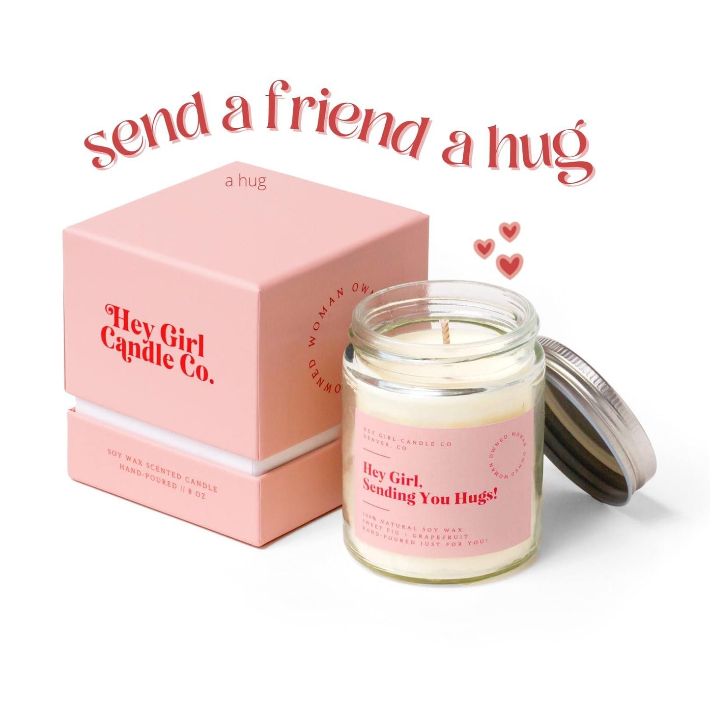 Hug in A Jar Candles Gifts for Women Thinking of You Gift Candles Sweet Fig Grapefruit 13 oz Long Lasting 60 80 Hour Burn Aromatherapy with Gift Box Mother's Day Gifts