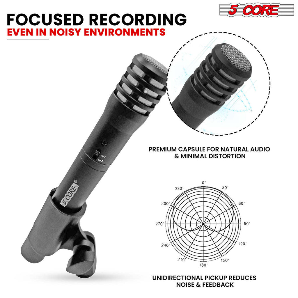 5 Core Instrument Microphone Cardioid Uni Directional Pickup • for Live Performances and Recording - INSTRU MIC 100 BLK