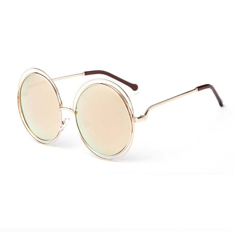 SHAUNA Vintage Oversize Round Sunglasses Women Alloy Around Hollow Frame Brand Designer Fashion Circling Frog Sun Glasses UV400