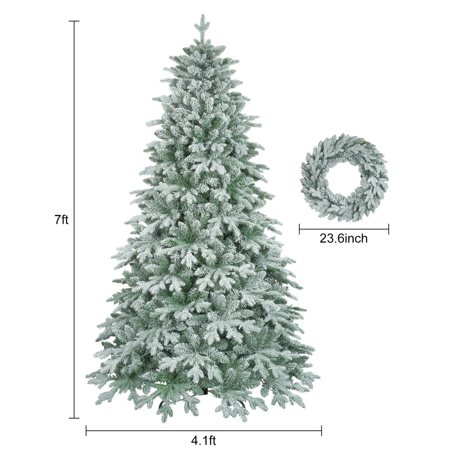 7ft Lighted Artificial Christmas Tree with Wreath Set of 2, Christmas Tree