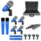 5 Core Drum Microphone Kit 9 Piece Full Metal Dynamic Wired Drums Mic Set for Drummers w Kick Bass Tom Snare + Carrying Silver Case Sponge Thread Holder for Vocal & Other Instrument - DM 9RND