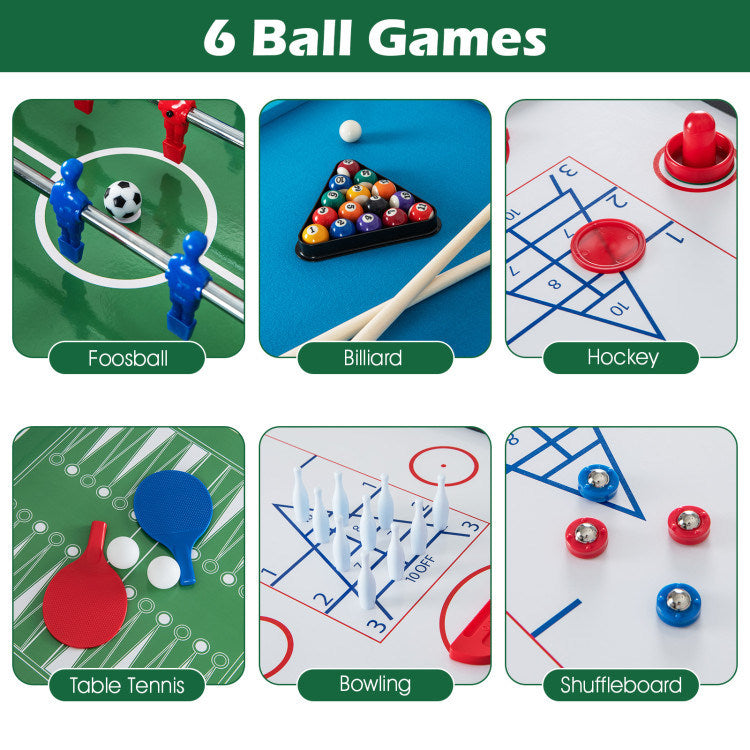 12-in-1 Game Table - Foosball Air Hockey Pool Chess & Ping Pong