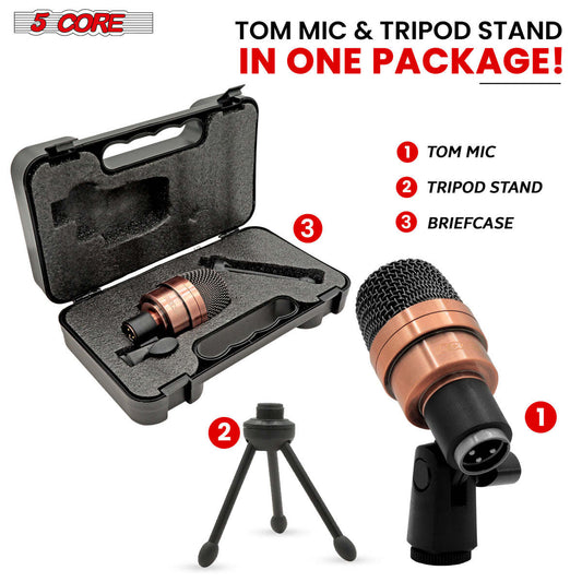 Snare Microphone 1Piece Wired Cardioid Bass Drum Mic Kit High SPL Instrument Microfono w XLR Connection- 5 Core Snare XP COPPEREX