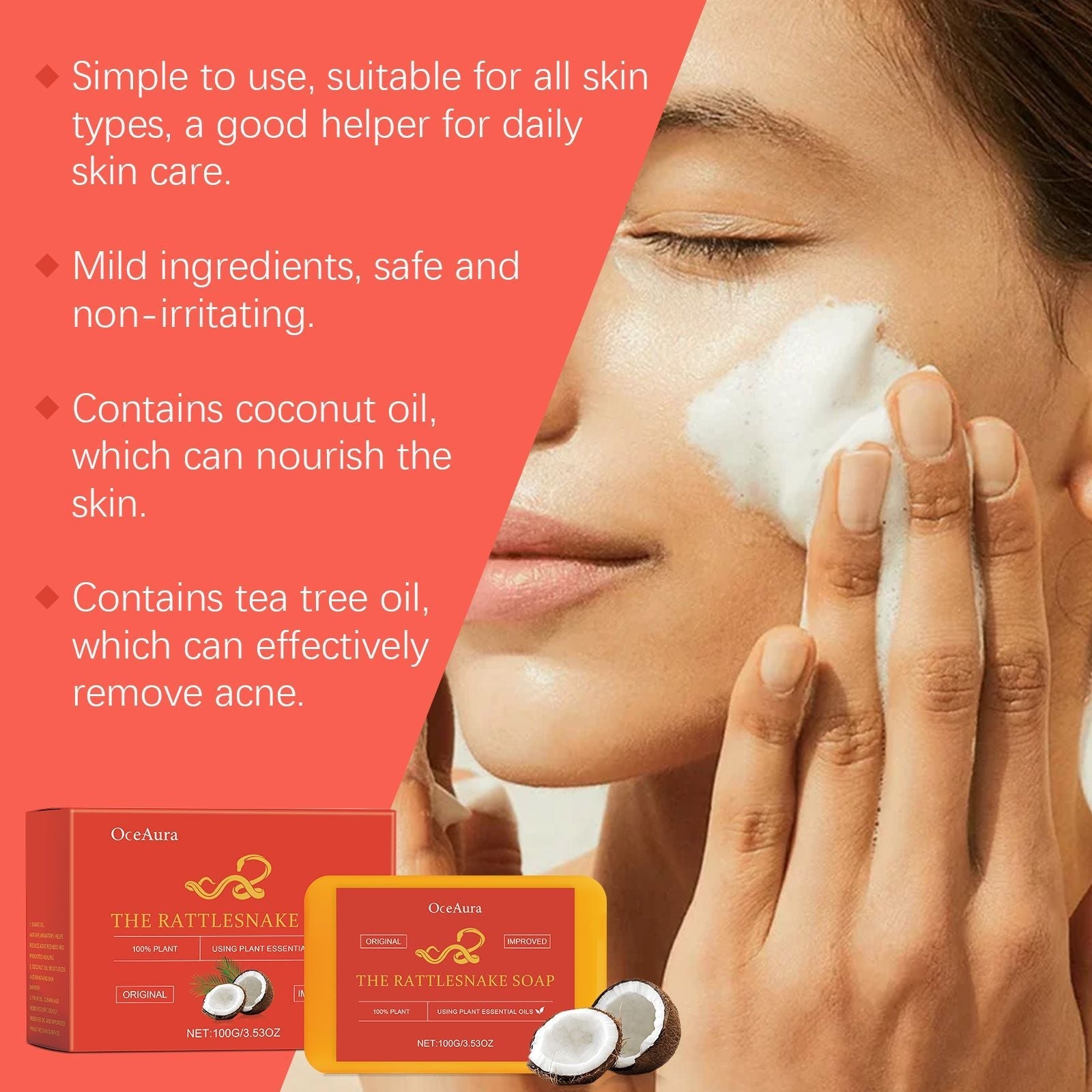 OceAura Acne Control Essential Oil Soap for Clear Skin & Oil Control Core Sports & Fitness