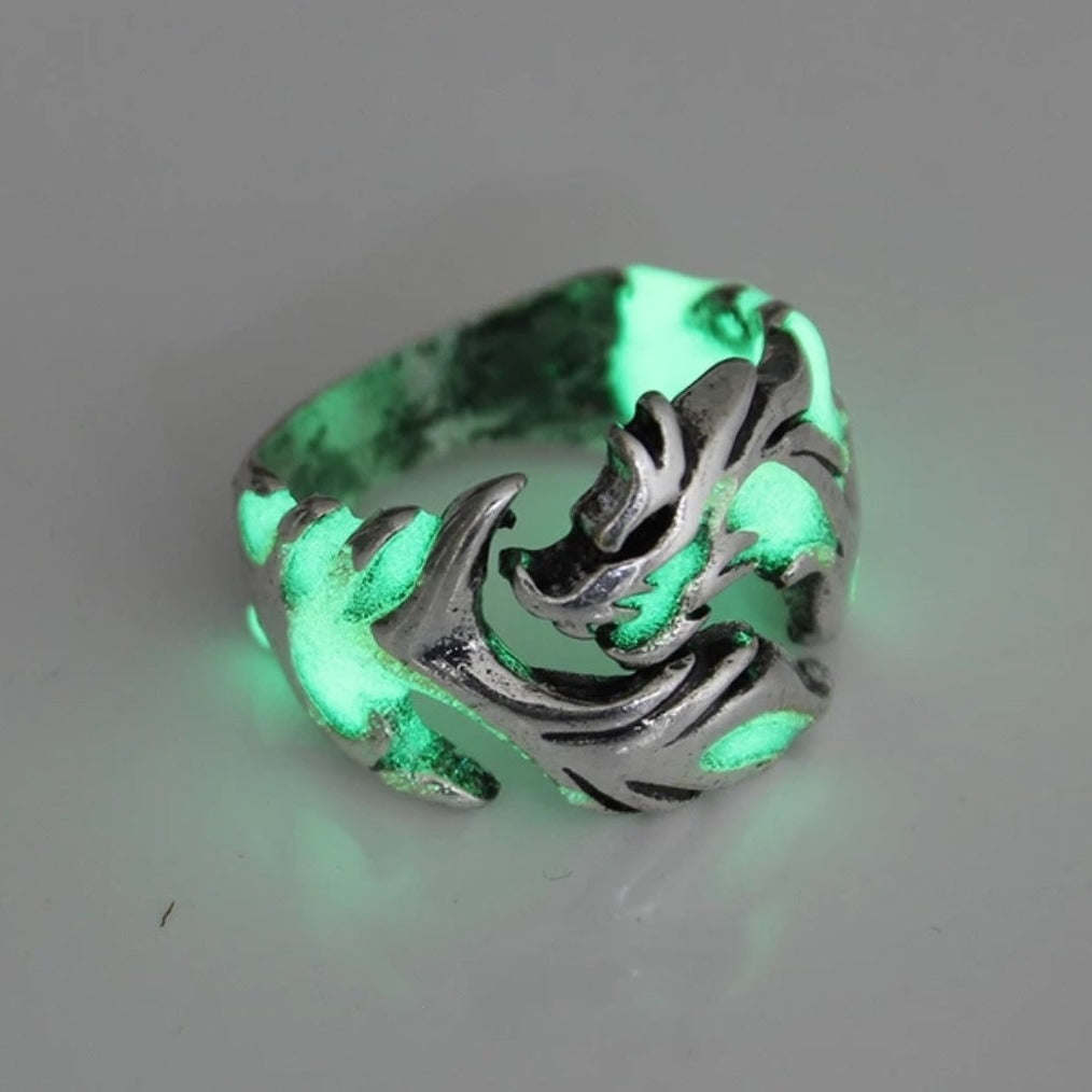 Mens Glow in the Dark Dragon Ring