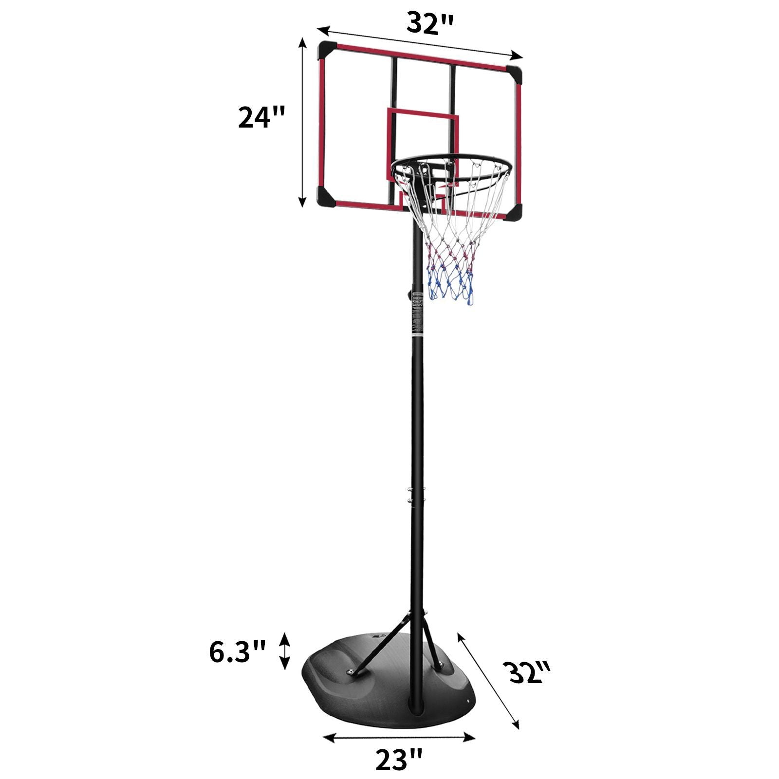 Adjustable Portable Basketball Hoop with 32" Backboard for Indoor & Outdoor Play 7.5ft - 9.2ft Core Sports & Fitness
