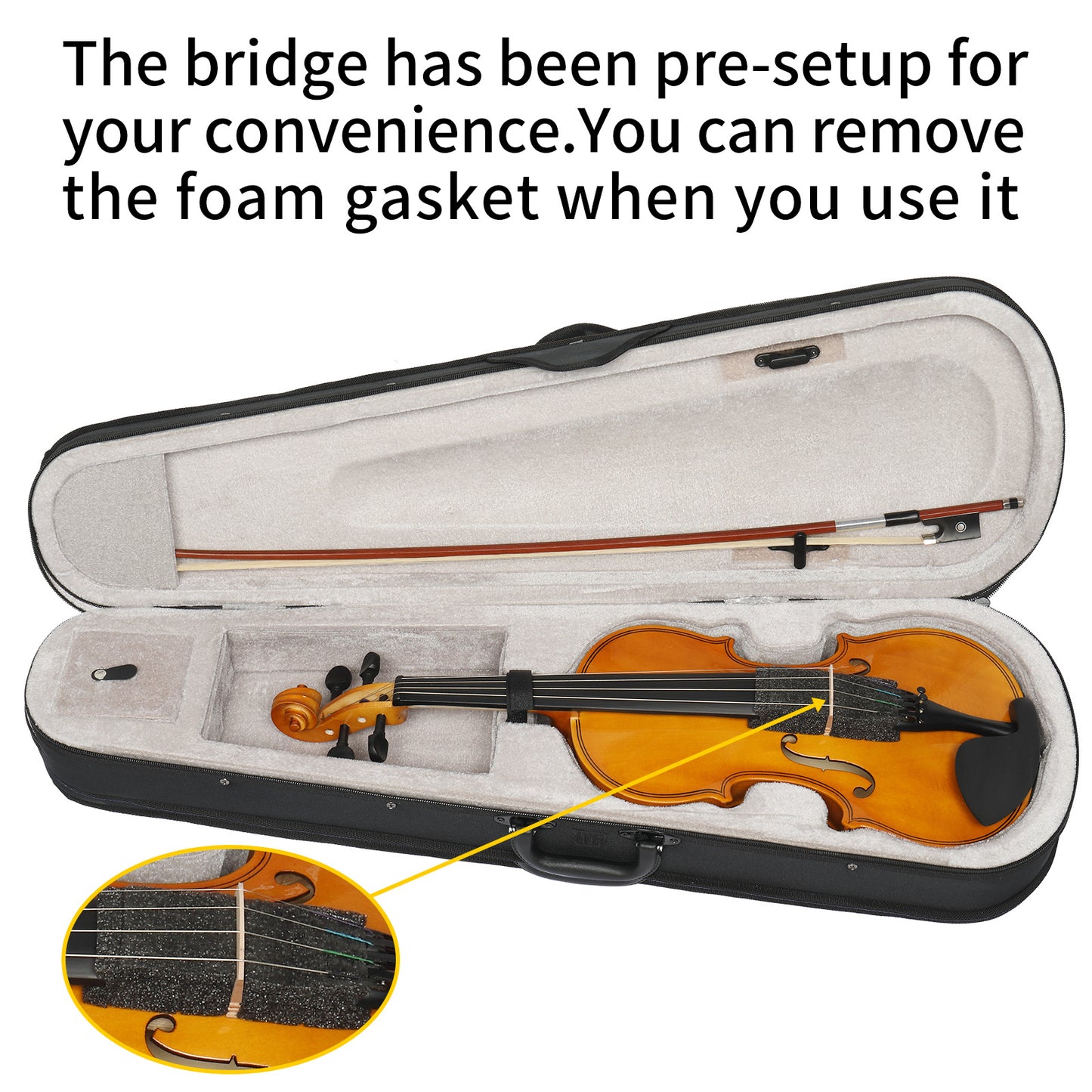 Full Size 4/4 Violin Set for Adults Beginners Students with Hard Case,Violin Bow,Shoulder Rest,Rosin,Extra Strings and Sordine