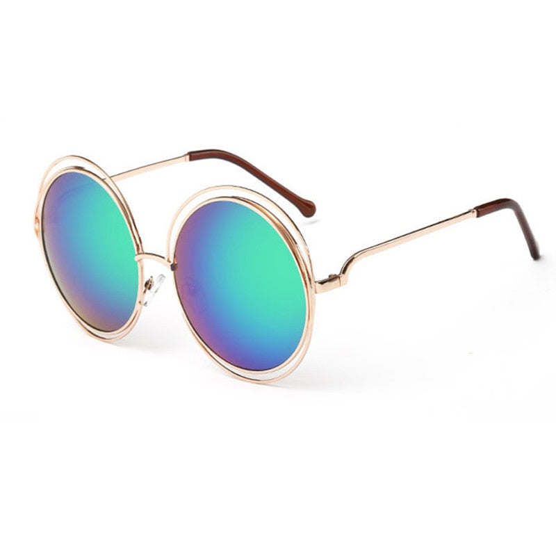 SHAUNA Vintage Oversize Round Sunglasses Women Alloy Around Hollow Frame Brand Designer Fashion Circling Frog Sun Glasses UV400