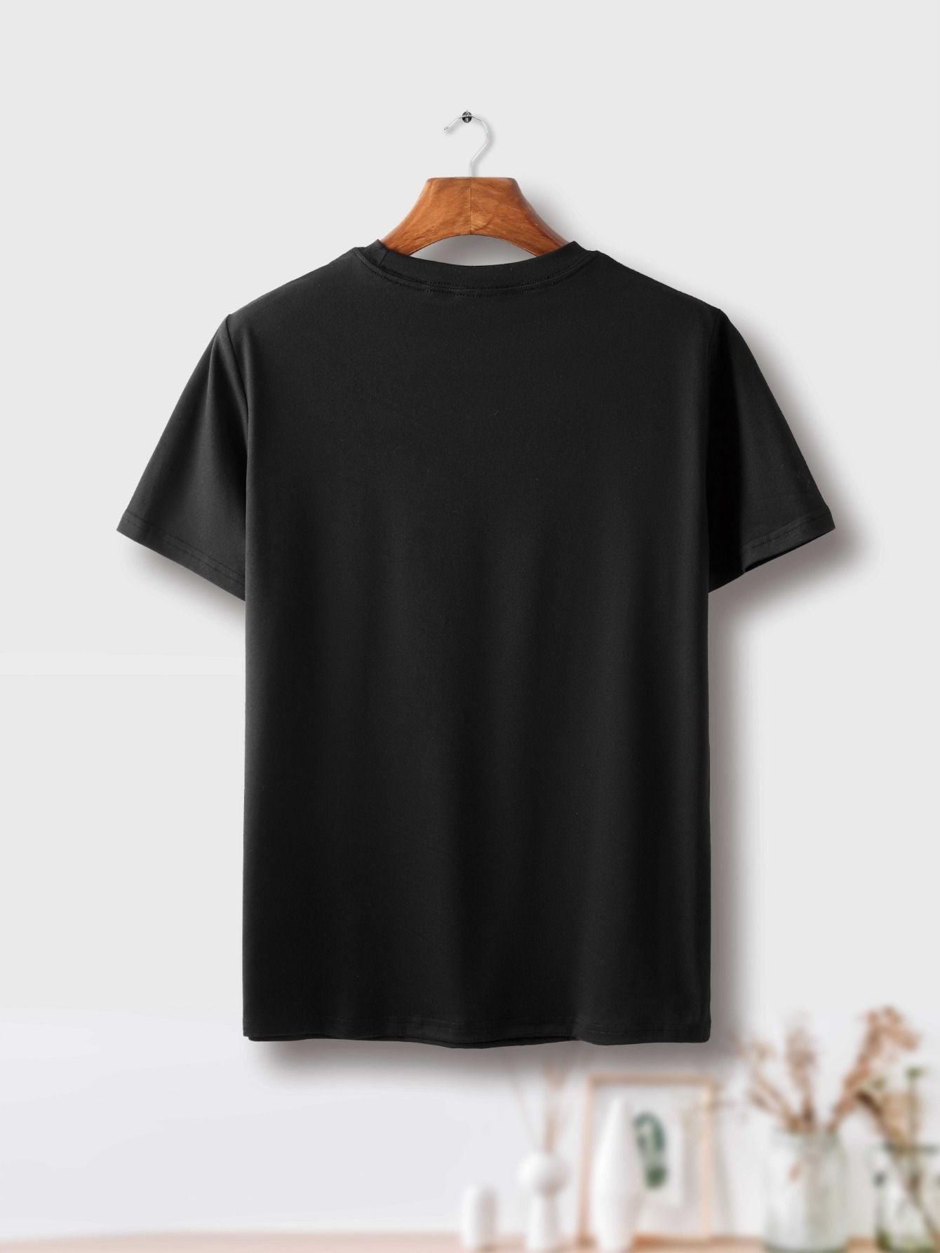 Never Give Up Printed Men's Short Sleeved T-shirt, Comfortable And Casual Elastic Round Neck Top, Suitable For Men's Outdoor Activities