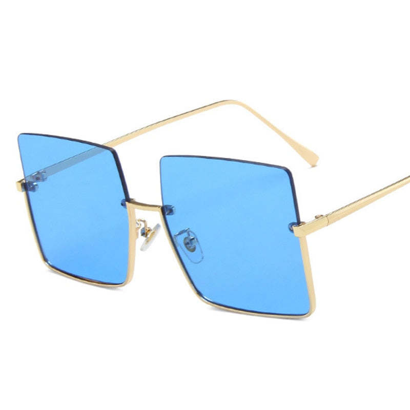 Designer Square Sunglasses Woman Fashion Luxury Oversized Sun Glasses Female Vintage Retro Big Frame Metal Oculos De Sol