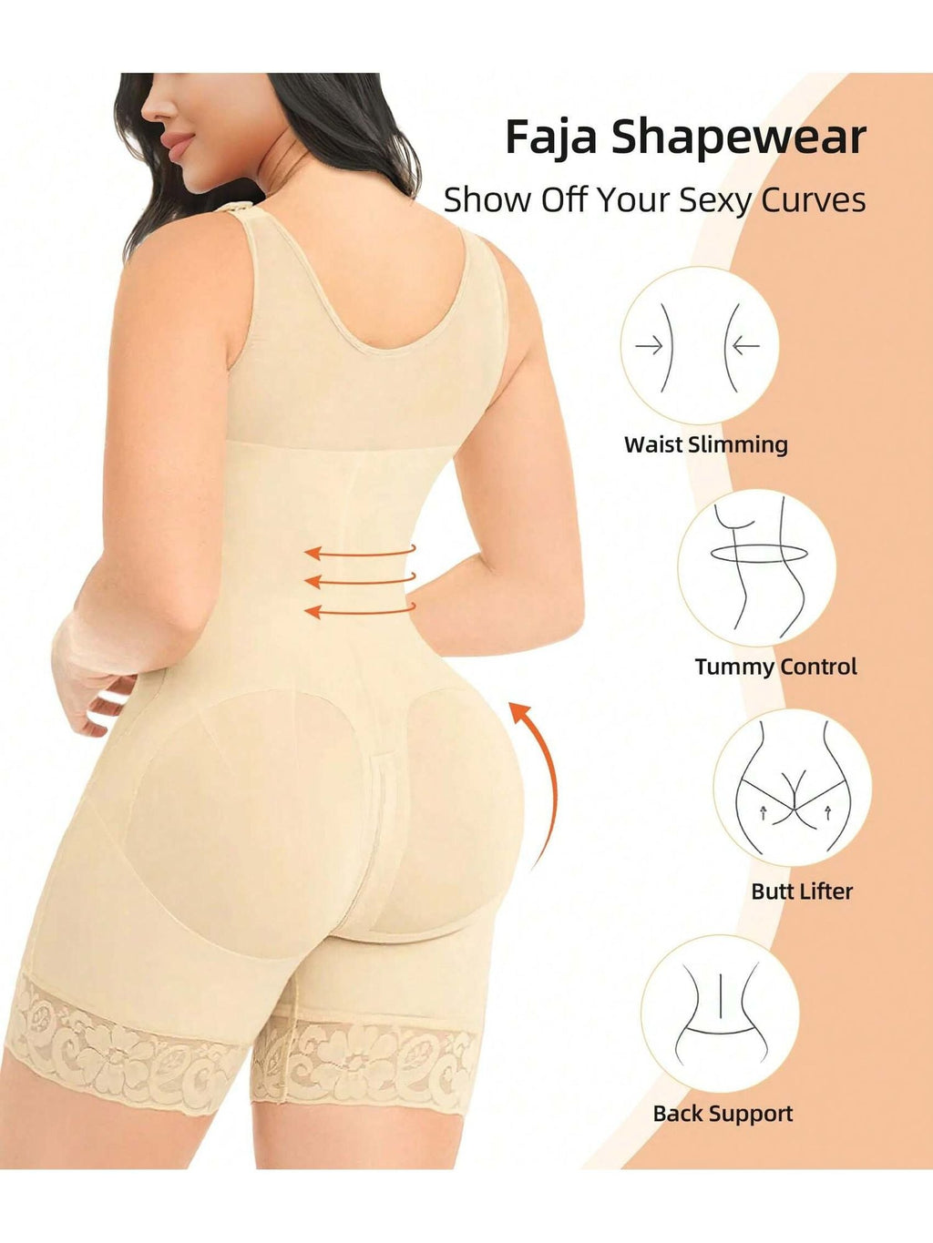 Fasjrixa Fajas Colombianas Full Body Shaper with Zipper Cnasti Strings and Thangs
