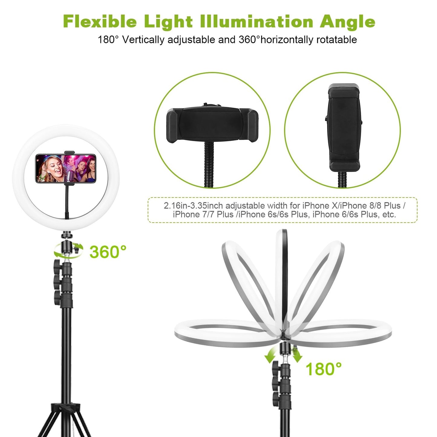 10in LED Selfie Ring Light Dimmable 120 LEDs Makeup Ring Lights w/ Adjustable Tripod Stand Cell Phone Holder USB Powered For YouTube Video/Live Stream/Makeup/Photography