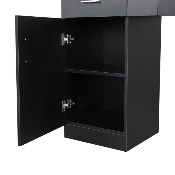 Wall-Mounted Hairdressing Cabinet 2 Drawers 2 Locks 1 Door 3 Hair Dryer Black