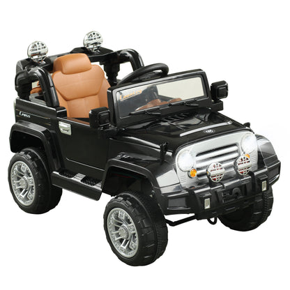 Kids Ride-on Car, Off-Road Truck with MP3 Connection, Working Horn, Steering Wheel, and Remote Control, 12V Motor, Black