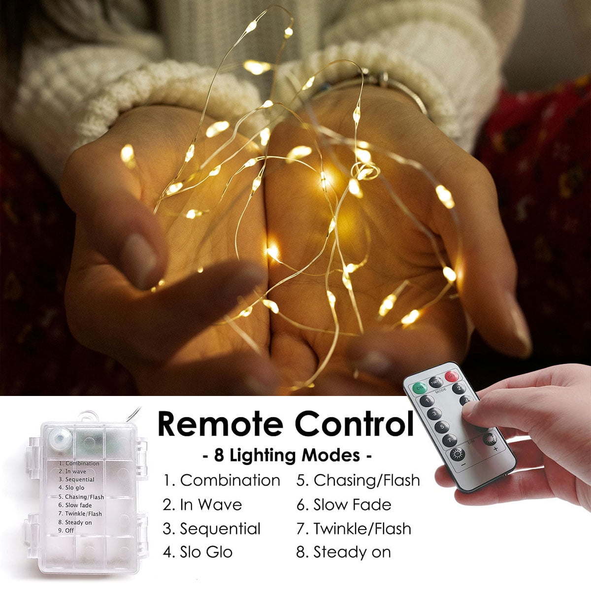 66 Feet 200 LED Fairy Lights with Remote Timer, Battery Operated Twinkle String Lights for Bedroom, Garden, Party, Christmas Indoor and Outdoor Decors Warm White