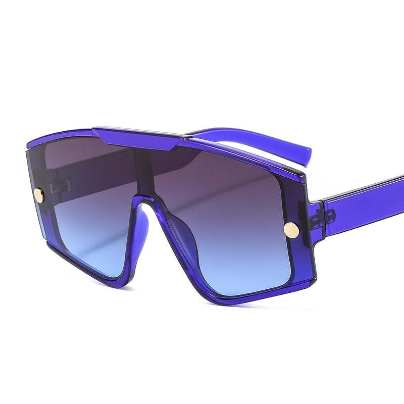 2023 Shield Sunglasses Men Women Goggle Gradients Lens Frame Vintage Brand Designer Luxury Metal Decorate UV400