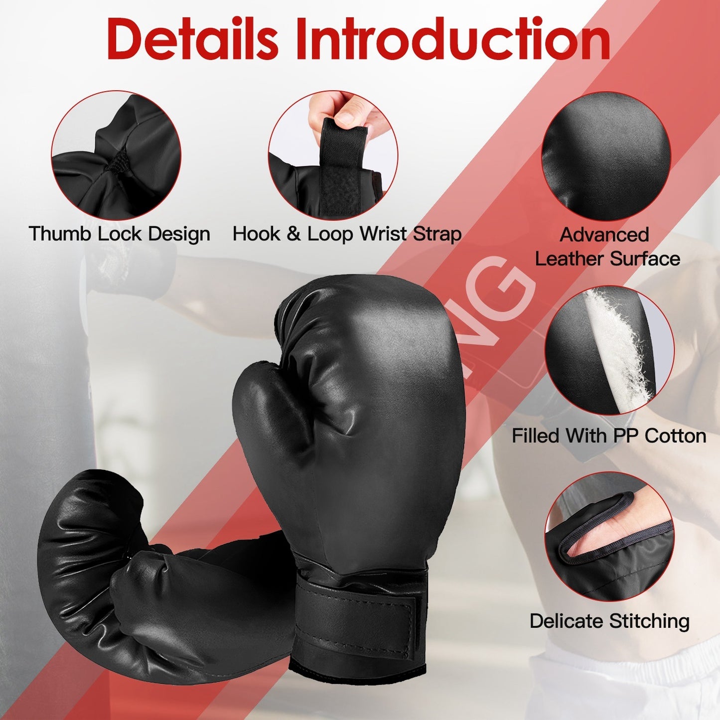 Music Boxing Machine Electronic Wall Target Punching Pad LED Lighted Sandbag Boxing Training Machine Exercise Equipment with Adult Boxing Gloves