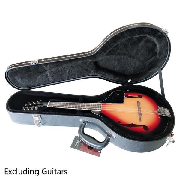 Glarry Hardshell A-Style Microgroove Pattern Leather Wood Mandolin Case Black