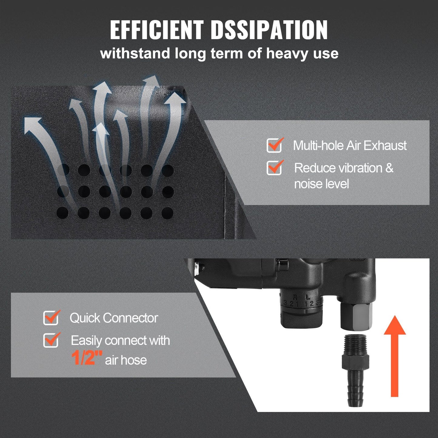 1 Inch Air Impact Wrench, Up to 2730 ft-lbs Reverse Torque Output 1" Pneumatic Impact Gun Lightweight w/ 2 Handles for Heavy Duty Repairs and Maintenance