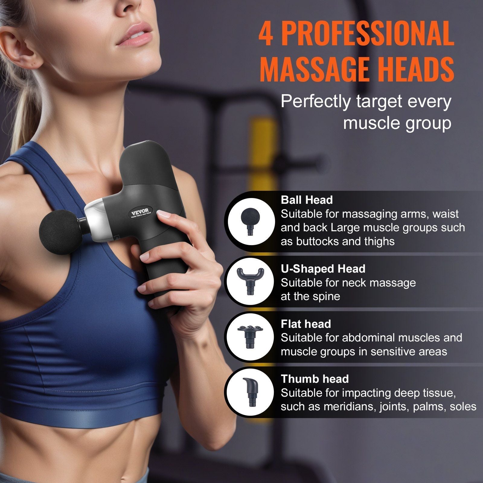 Powerful Muscle Relief Massage Gun - Deep Tissue Percussion Massager with Multiple Speed Settings & Attachments Core Sports & Fitness